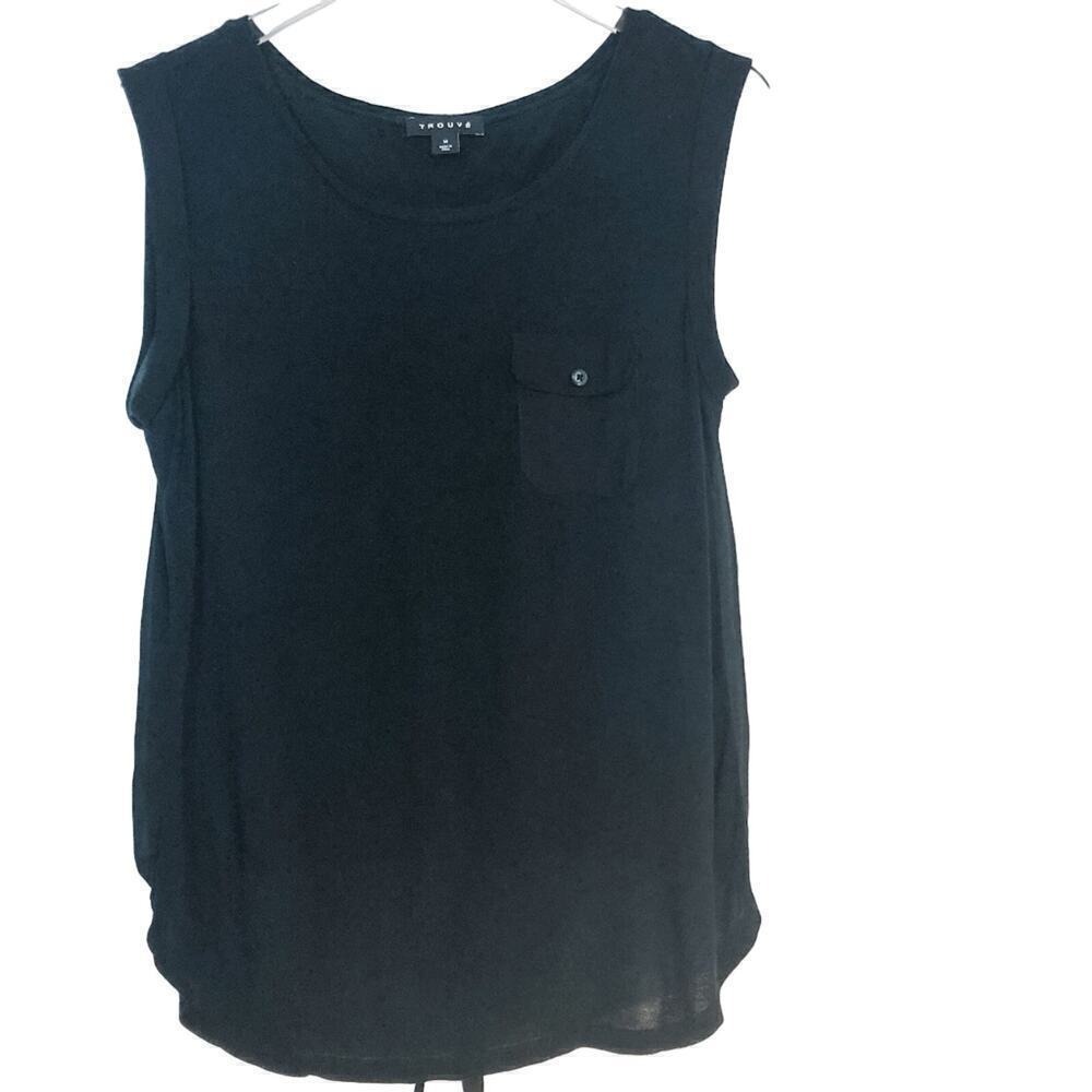 Trouve Black Sleeveless Sheer Back‎ Blouse Size M